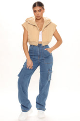 Won't Be Knocked Down Cargo Boyfriend Jeans - Medium Blue Wash Ins Street